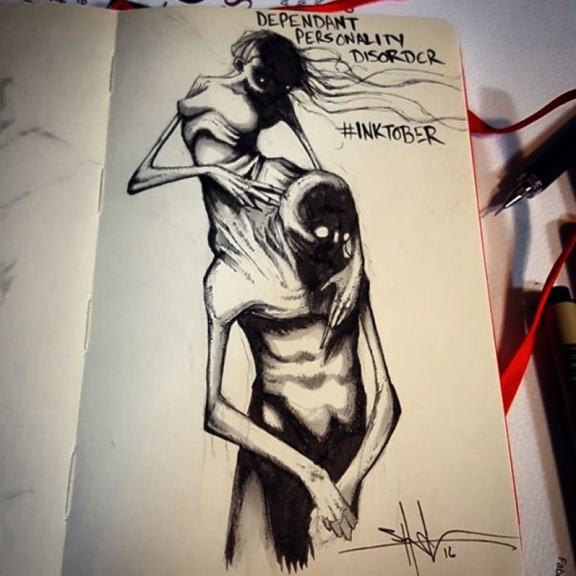 El artista ha pintado a los trastornos mentales en una serie de ilustraciones