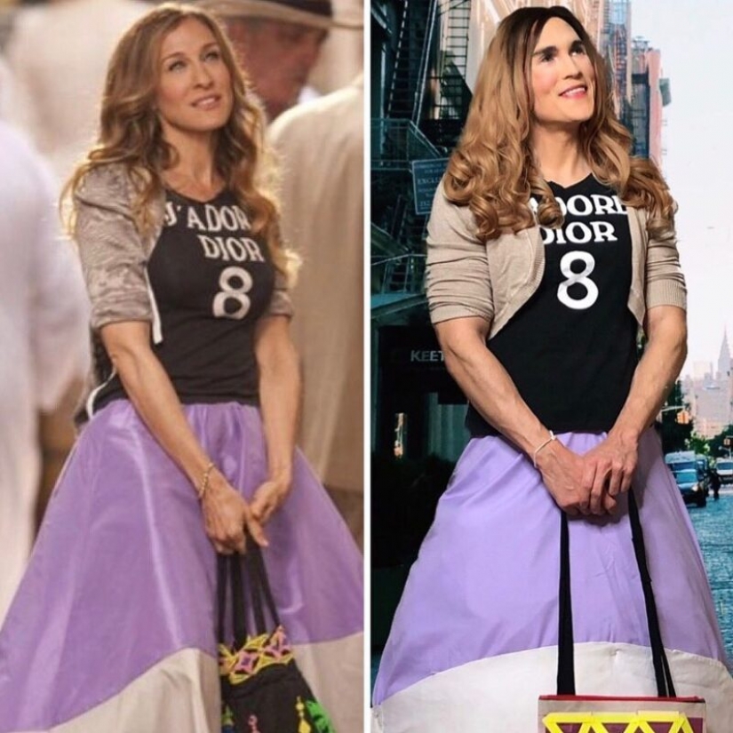 15 fotos de el hombre que expertamente recrea las imágenes de Carrie Bradshaw 15 fotos de el hombre que expertamente recrea las imágenes de Carrie Bradshaw