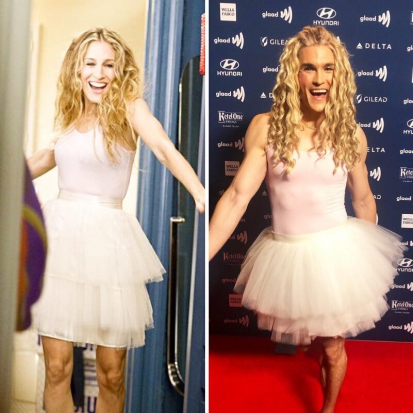 15 photos of the man who expertly recreates the images of Carrie Bradshaw 15 photos of the man who expertly recreates the images of Carrie Bradshaw