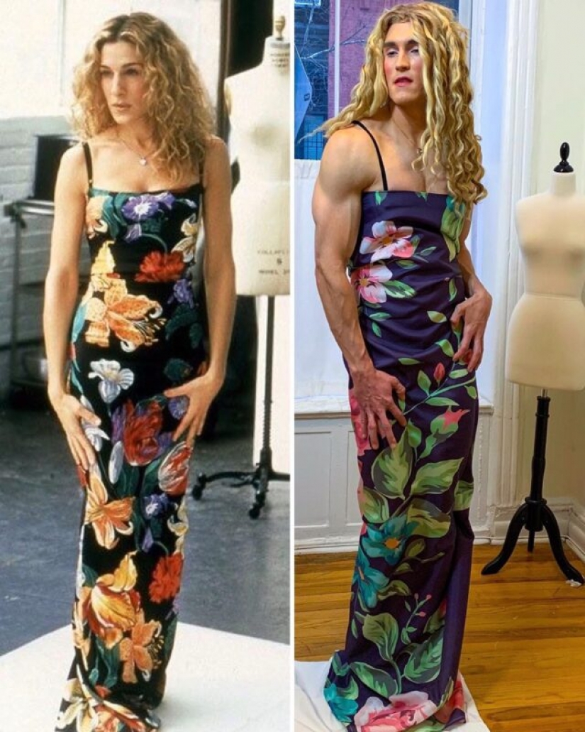15 photos of the man who expertly recreates the images of Carrie Bradshaw 15 photos of the man who expertly recreates the images of Carrie Bradshaw
