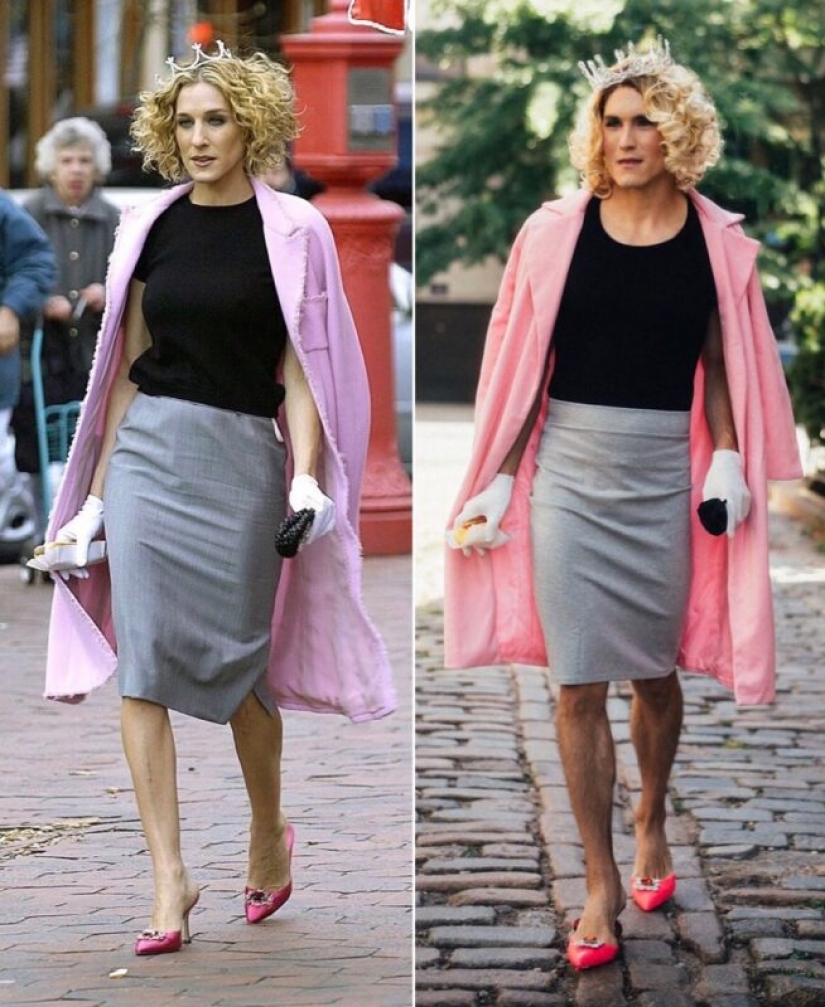 15 photos of the man who expertly recreates the images of Carrie Bradshaw 15 photos of the man who expertly recreates the images of Carrie Bradshaw