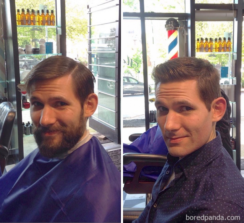 30 hombres con barba y sin ella. Es exactamente la misma gente?