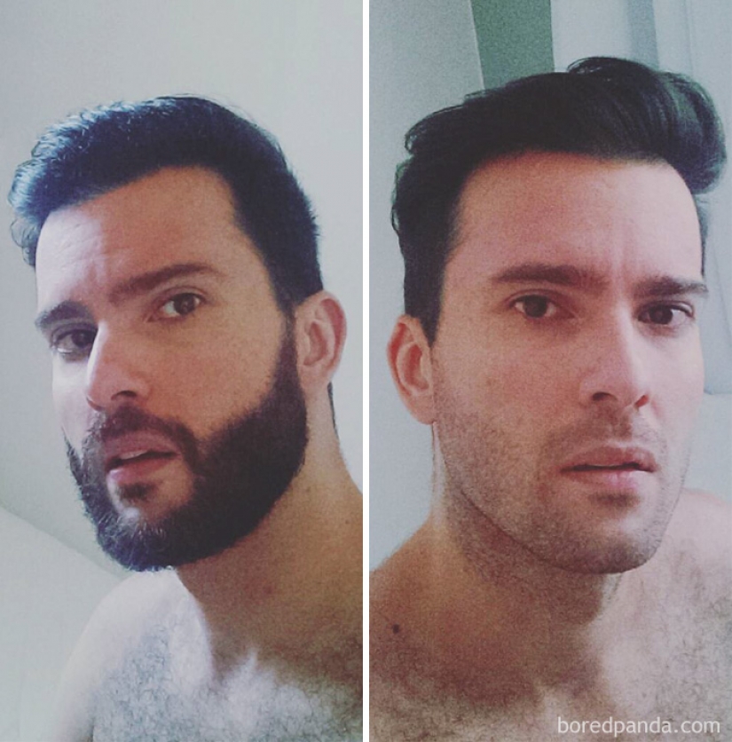 30 men with a beard and without it. It's exactly the same people?