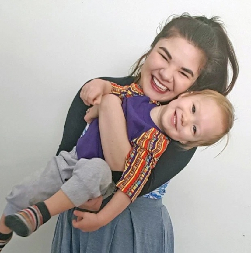 A special relationship: a mother feeds her five year old son three times a day