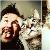 Actor Ricky Gervais thought to take the cat to overexposure, but she changed his plans