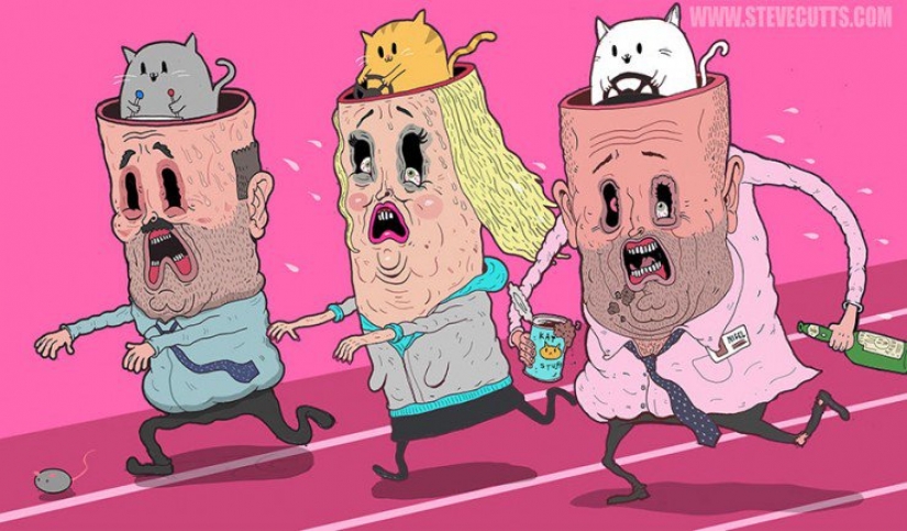 All the sins of our world in a satirical illustrations by Steve Cutts