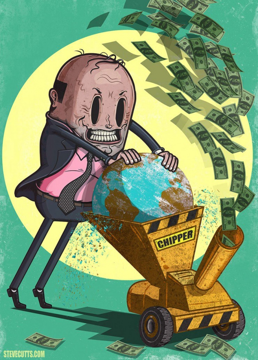 All the sins of our world in a satirical illustrations by Steve Cutts