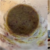 Alternative medicine: woman drinking a smoothie with sperm, to avoid infection with coronavirus