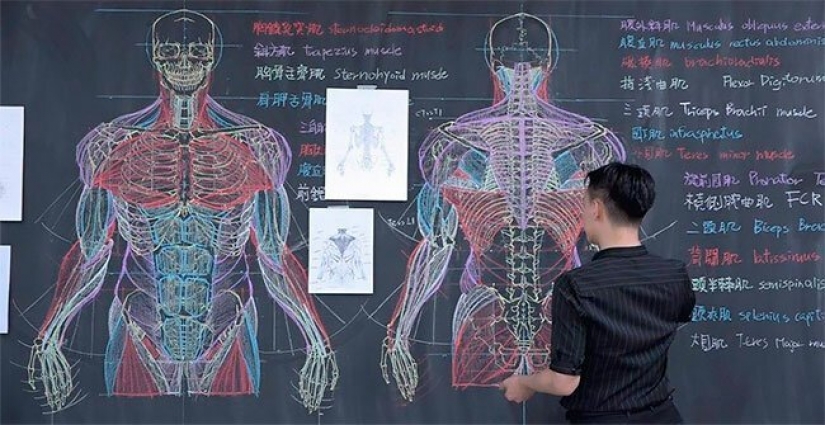 Amazing Taiwanese teacher draws on the Board to illustrate lectures
