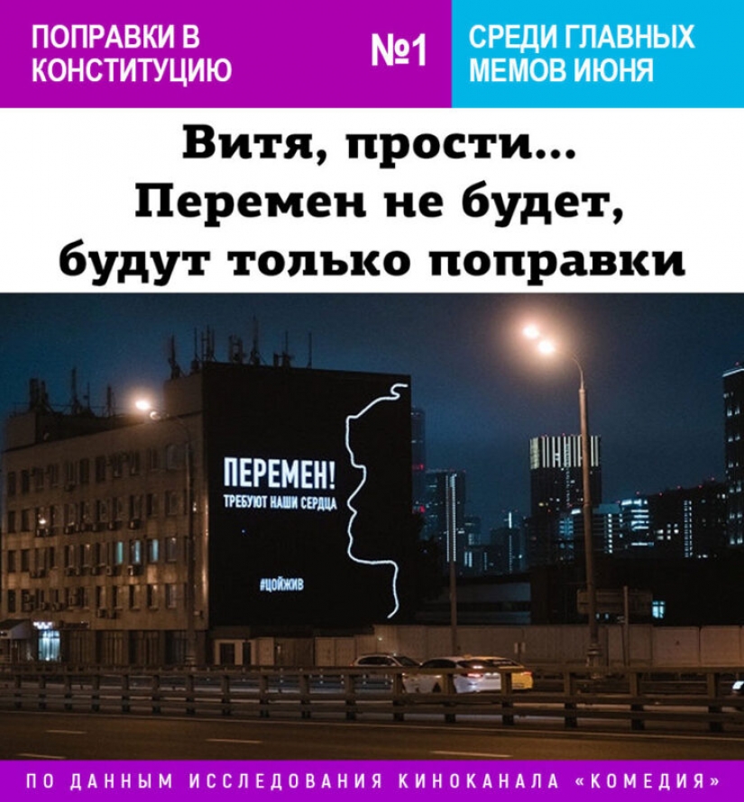 Amendments to the Constitution replaced the coronavirus in the June ranking meme movie channel "Comedy"