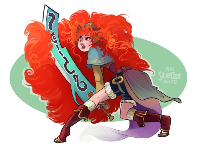 Artillero de la Nieve blanca, Berserker Pocahontas y otros la belleza de disney en la forma en que los personajes del juego