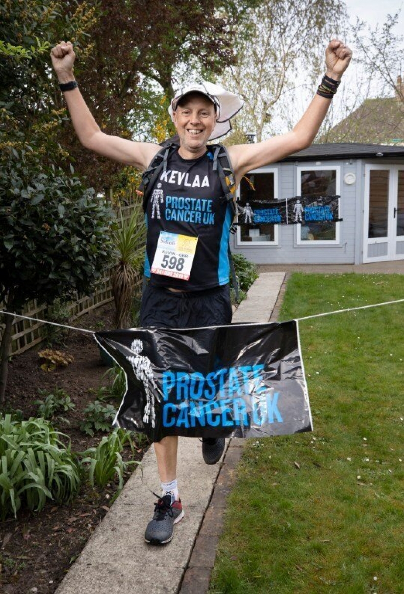 As the Briton ran a marathon in his yard As the Briton ran a marathon in his yard