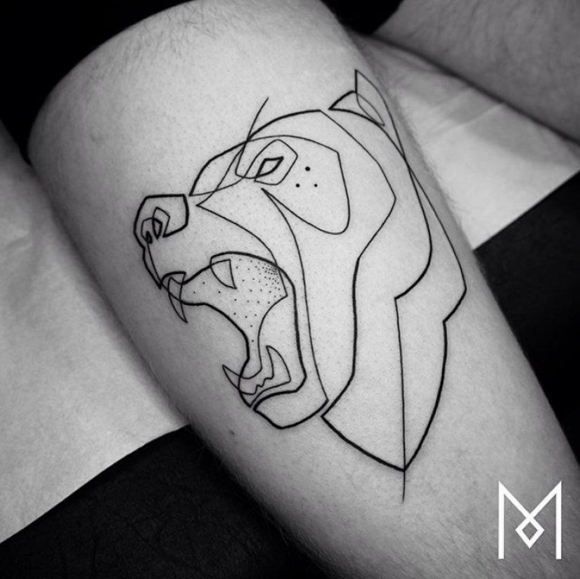 Cool minimalist tattoo, drawn with a single line