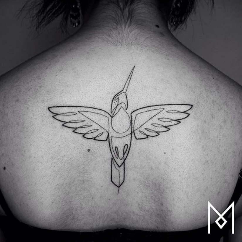 Cool minimalist tattoo, drawn with a single line
