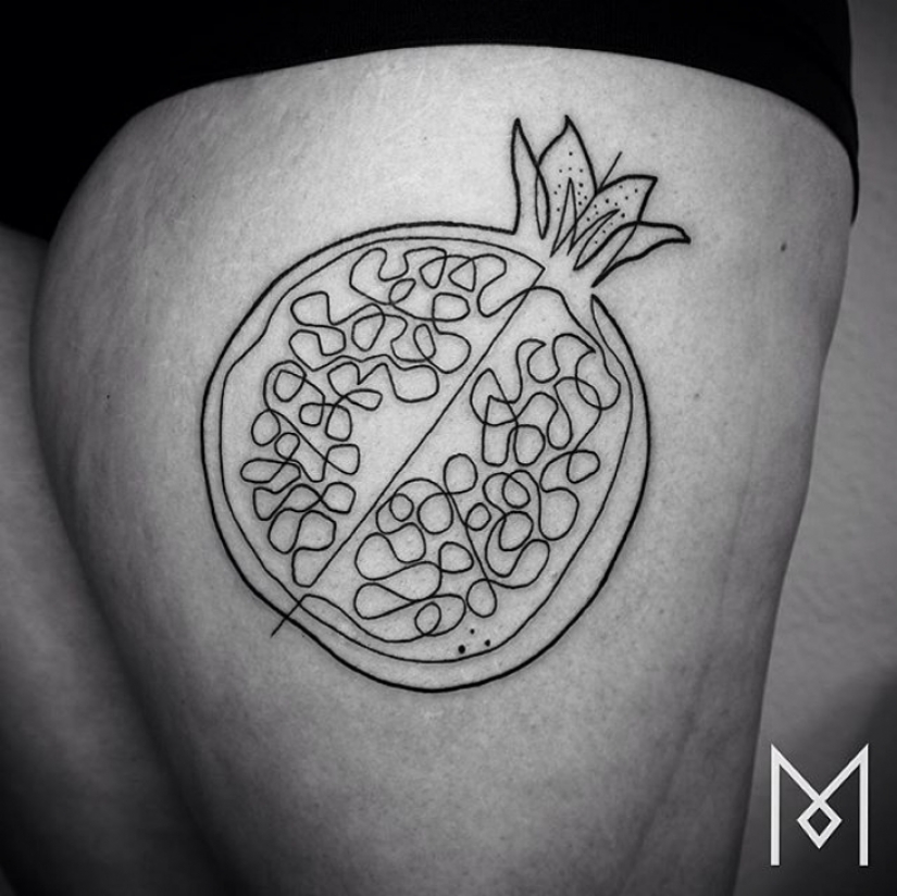 Cool minimalist tattoo, drawn with a single line