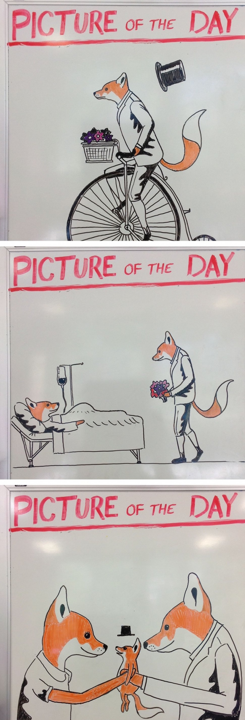 Creative history teacher every day draws pictures on the Board