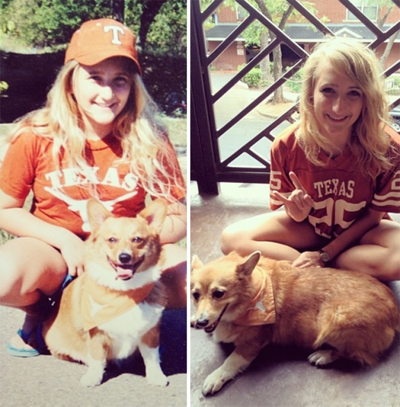 Crecieron juntos: los perros y sus dueños en el inicio de la amistad a través de muchos años