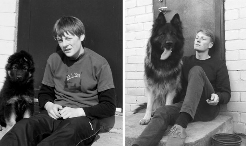 Crecieron juntos: los perros y sus dueños en el inicio de la amistad a través de muchos años