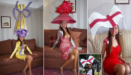 Diseñador de sombreros es un Británico de las mujeres para asistir a las carreras de Ascot de forma remota y empujar el barco cosas nuevas