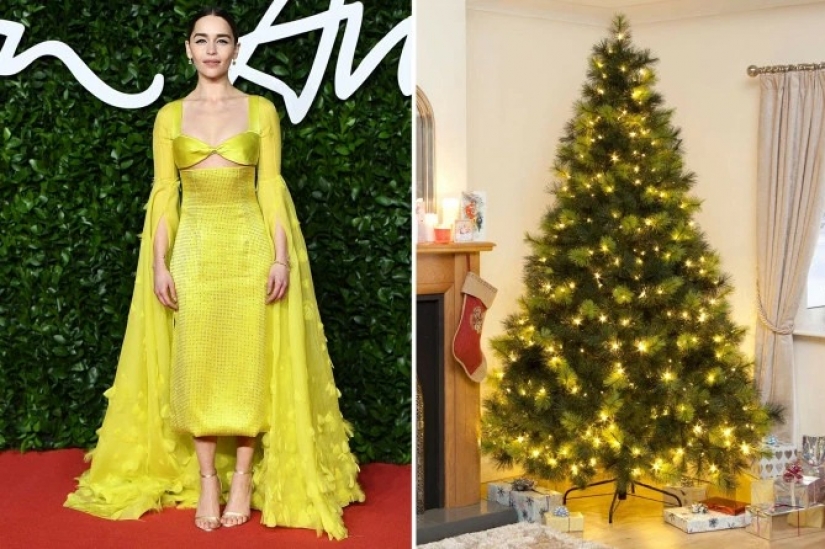 Dressed to the nines stars as Christmas tree: 13 fashion images of celebrities and Christmas trees in the same style