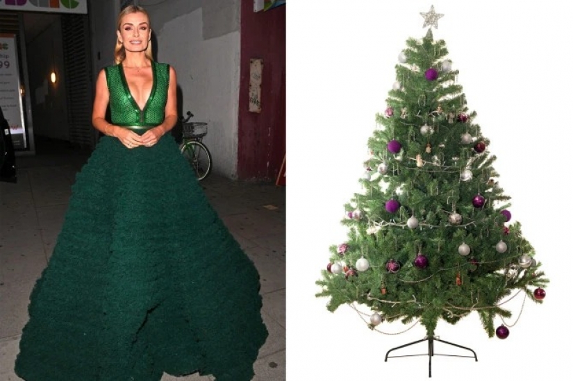 Dressed to the nines stars as Christmas tree: 13 fashion images of celebrities and Christmas trees in the same style