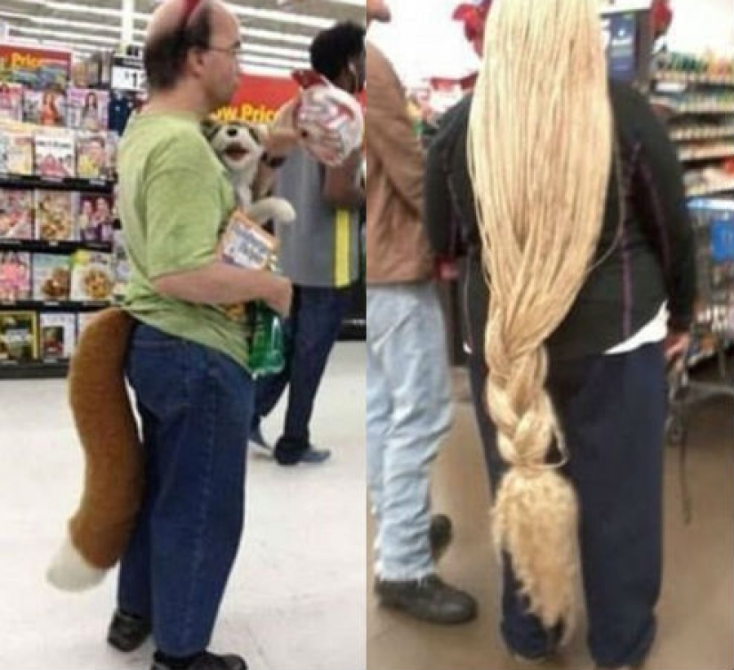 Eccentric outfits of ordinary consumers in American shopping