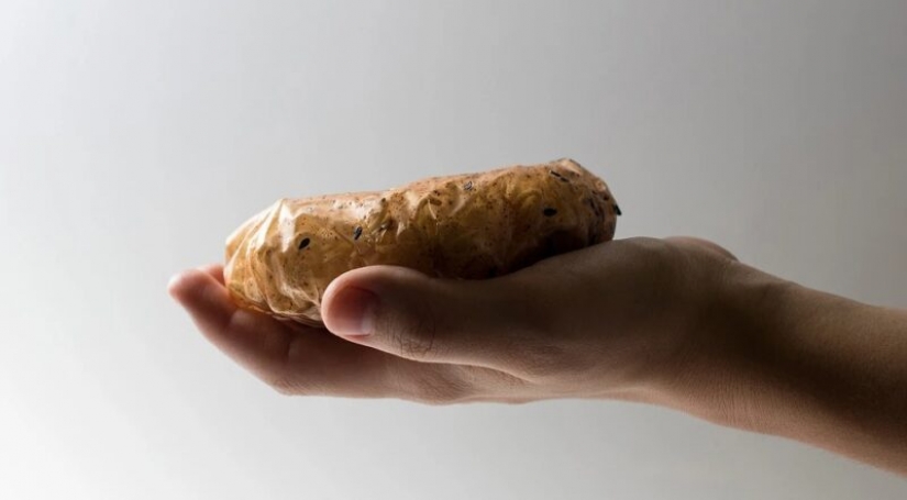 El estudiante comestible envasado para los fideos, que transformirovalsya en la salsa