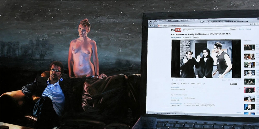 El mal caricatura de la gente a la que todo el mundo había reemplazado a la pantalla del smartphone