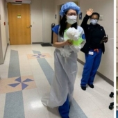 El personal organizó una ceremonia de la boda para sus colegas