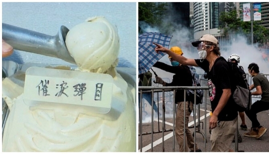En Hong Kong, comenzó a vender helado con el sabor de gas lacrimógeno