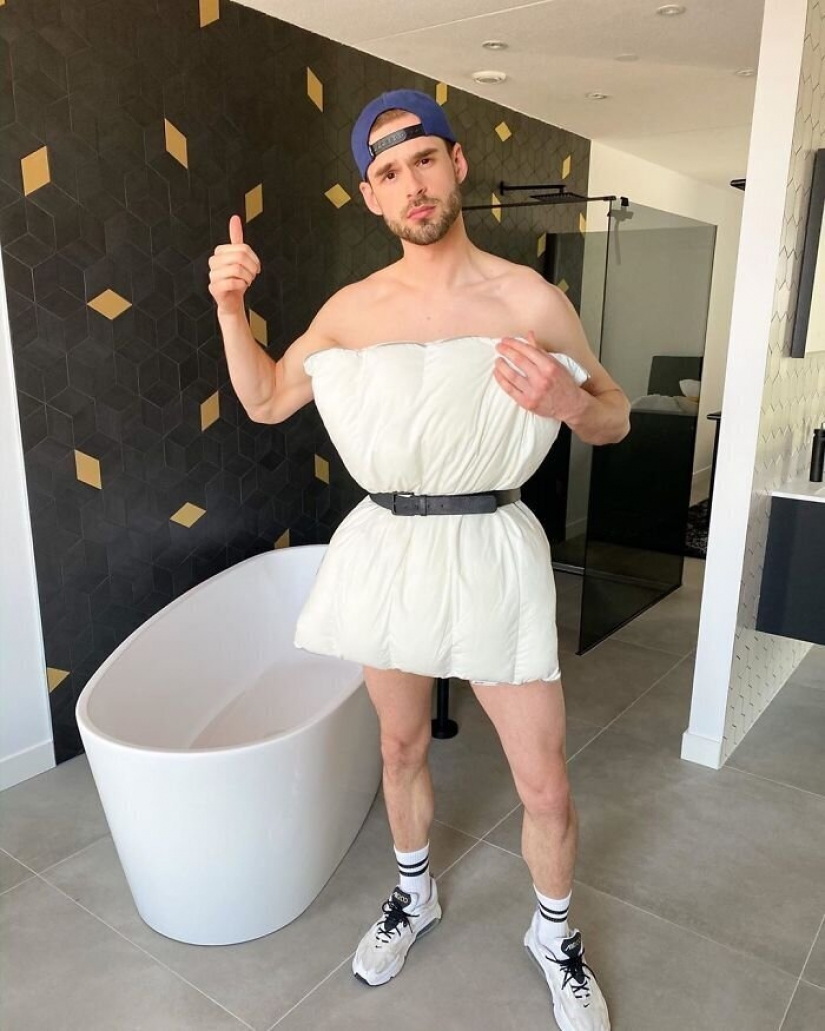 En la red aparecieron los nuevos cuarentena tendencia — vestido-almohada