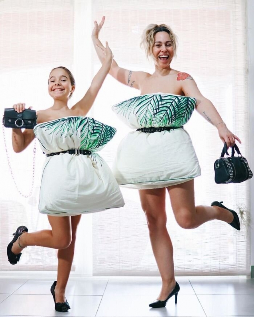 En la red aparecieron los nuevos cuarentena tendencia — vestido-almohada