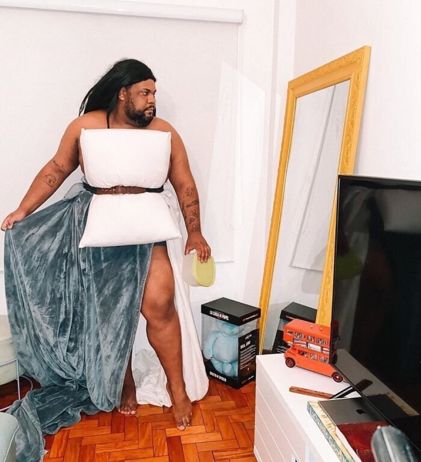 En la red aparecieron los nuevos cuarentena tendencia — vestido-almohada