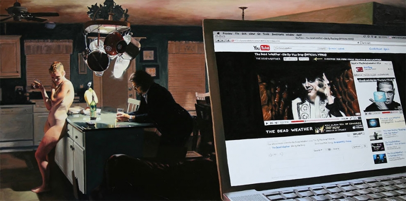 Evil caricature of the people whom the entire world had replaced the screen of the smartphone Evil caricature of the people whom the entire world had replaced the screen of the smartphone