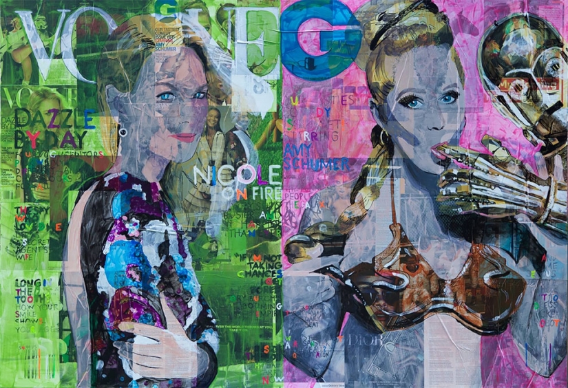 Evil caricature of the people whom the entire world had replaced the screen of the smartphone Evil caricature of the people whom the entire world had replaced the screen of the smartphone