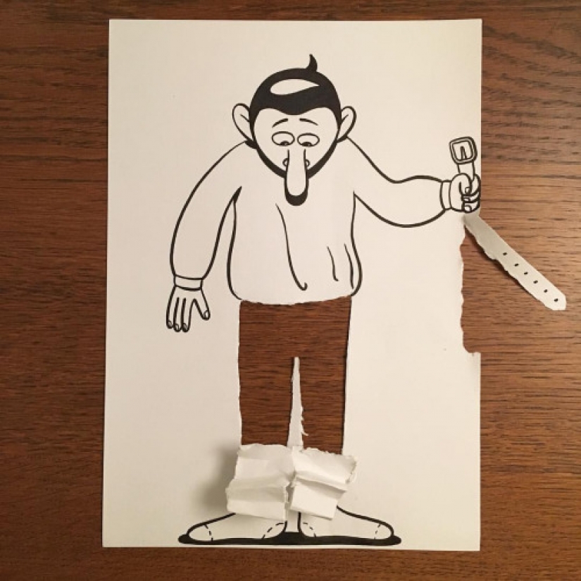 Experiments with paper: comic 3D drawings of the Danish painter