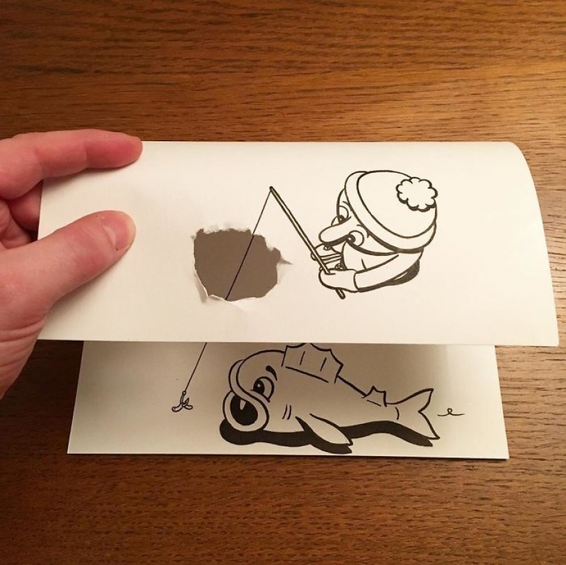 Experiments with paper: comic 3D drawings of the Danish painter