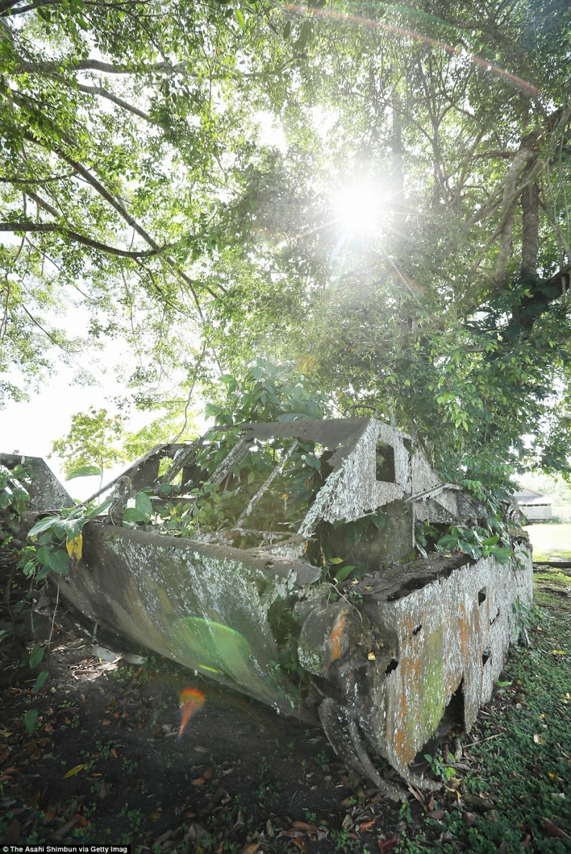 Fighting machines of world war II, lost on a remote island in the Pacific ocean