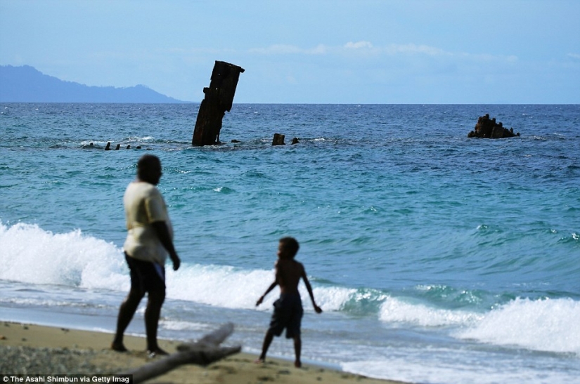 Fighting machines of world war II, lost on a remote island in the Pacific ocean