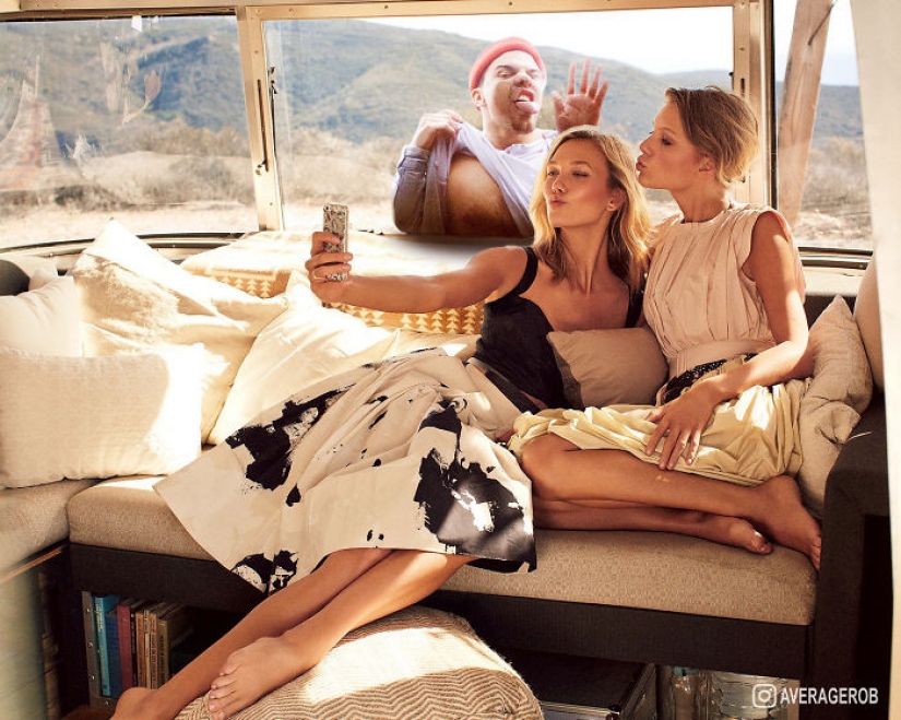 Guy se inserta a sí mismo en las fotos con las celebridades, y es muy divertido