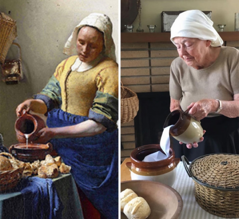 Hija y a sus 83 años de edad y madre de recrear obras de arte en cuarentena Hija y a sus 83 años de edad y madre de recrear obras de arte en cuarentena
