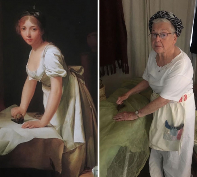 Hija y a sus 83 años de edad y madre de recrear obras de arte en cuarentena Hija y a sus 83 años de edad y madre de recrear obras de arte en cuarentena