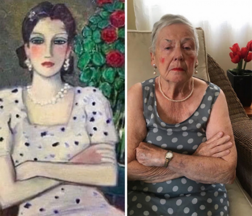 Hija y a sus 83 años de edad y madre de recrear obras de arte en cuarentena Hija y a sus 83 años de edad y madre de recrear obras de arte en cuarentena