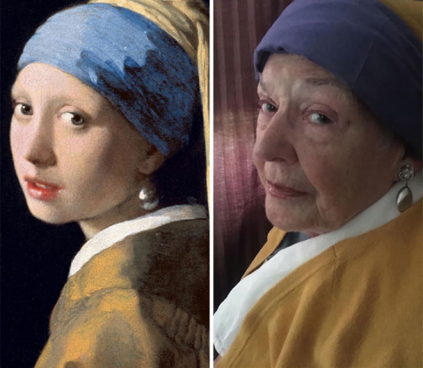 Hija y a sus 83 años de edad y madre de recrear obras de arte en cuarentena Hija y a sus 83 años de edad y madre de recrear obras de arte en cuarentena
