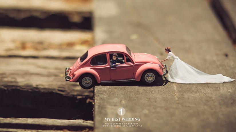 Honey, I shrunk the newlyweds: wedding photographer in transforming young midgets
