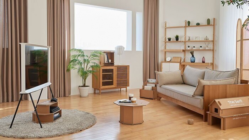 How box Samsung TV from which you can make a cat house