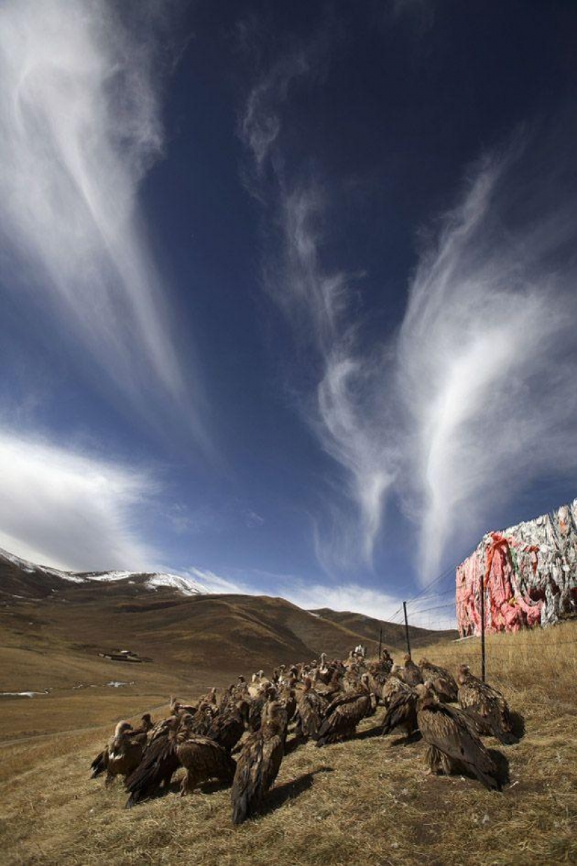 How is "sky burial" in Tibet