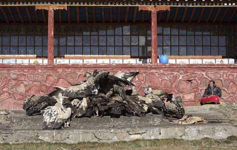 How is "sky burial" in Tibet