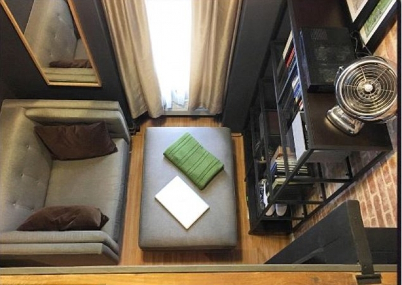 How to fit a kitchen, bedroom and working room of 14 square meters