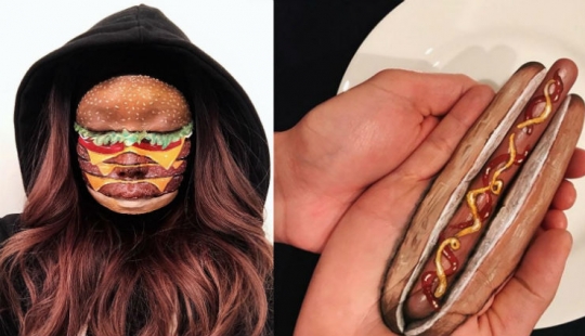 "I'm the person to eat" the canadian make-up artist draws women's faces with burgers, rolls and pizza "I'm the person to eat" the canadian make-up artist draws women's faces with burgers, rolls and pizza